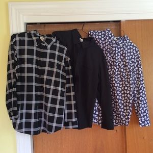 Dress Blouses Lot 3 Silky NWT Adjustable Sleeve Lg